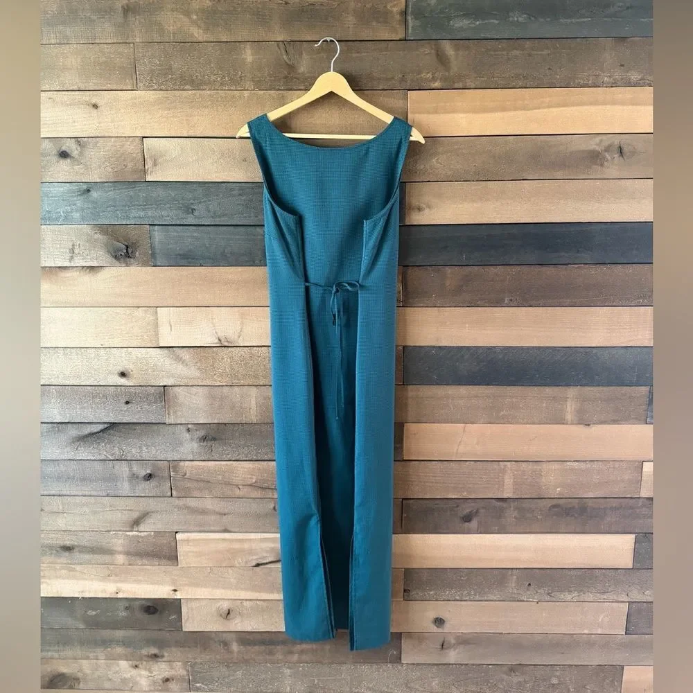 Vintage Kathie Lee Collection Teal Checkered Sleeveless Midi Dress Minimal 90s - Picture 6 of 9